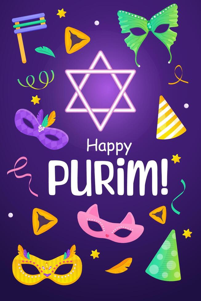 happy purim poster for party banner jewish holiday religious holidays and events vector